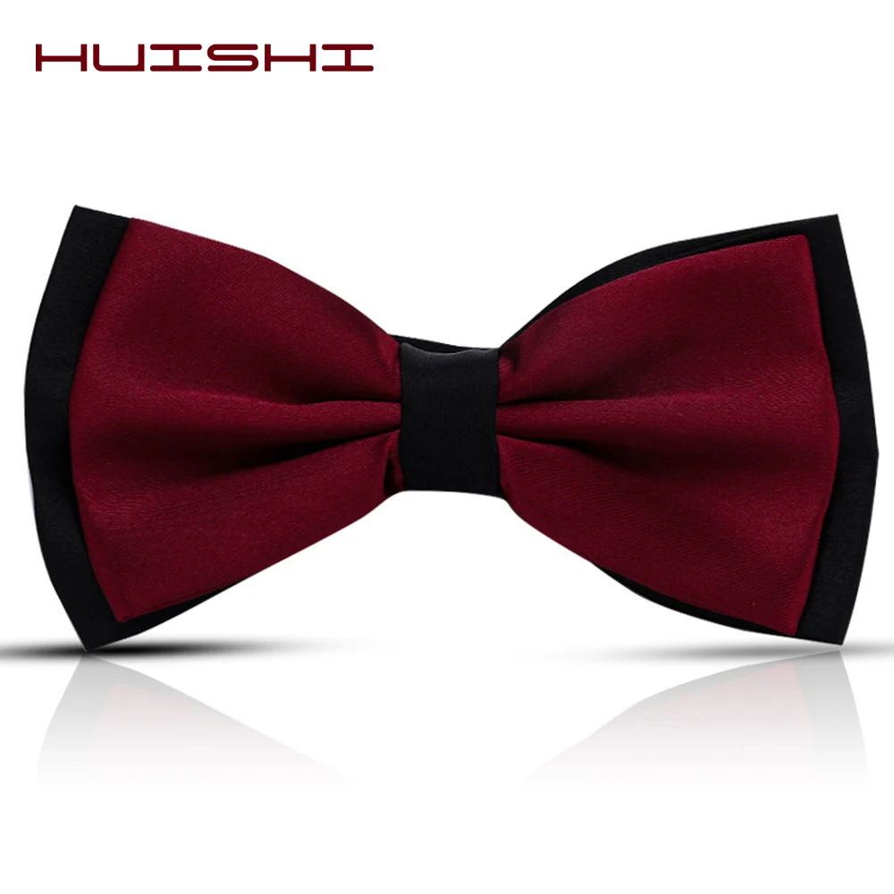 HUISHI Bowties For Men Male Solid Color Marriage Shirt Bow ties For Men Solid Color Butterfly Cravat Two Tone Bowtie Butterflies