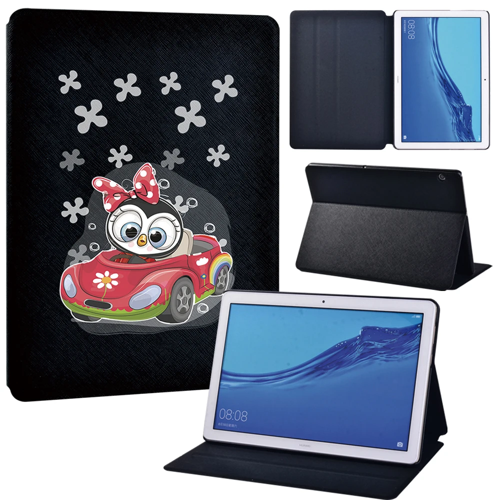 HUAWEI MediaPad T3 8.0/ T3 10 9.6 "/ T5 10 10.1" 용 태블릿 케이스-태블릿 경량 하드 쉘 Pu 가죽 스마트 커버 케이스-1
