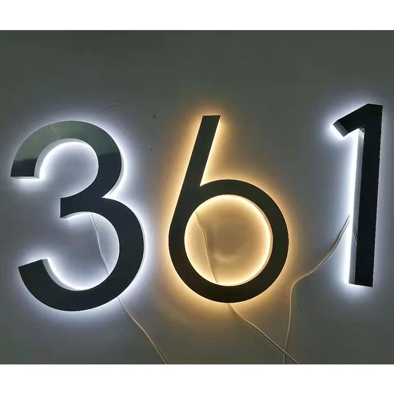 3D LED House Numbers for Letter, Outdoor Waterproof, Home Hotel Door Plates