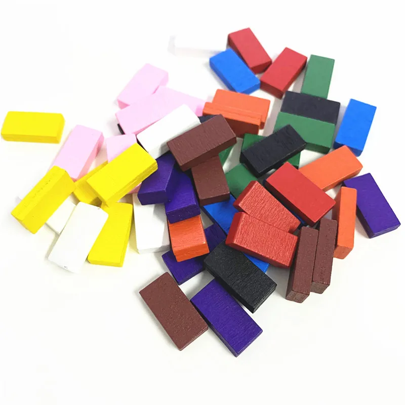 100Pcs Colorful Brick marks 20*10*5mm Cuboid Wood Chess Game pieces For tokens Board Games Accessory 10 Colors