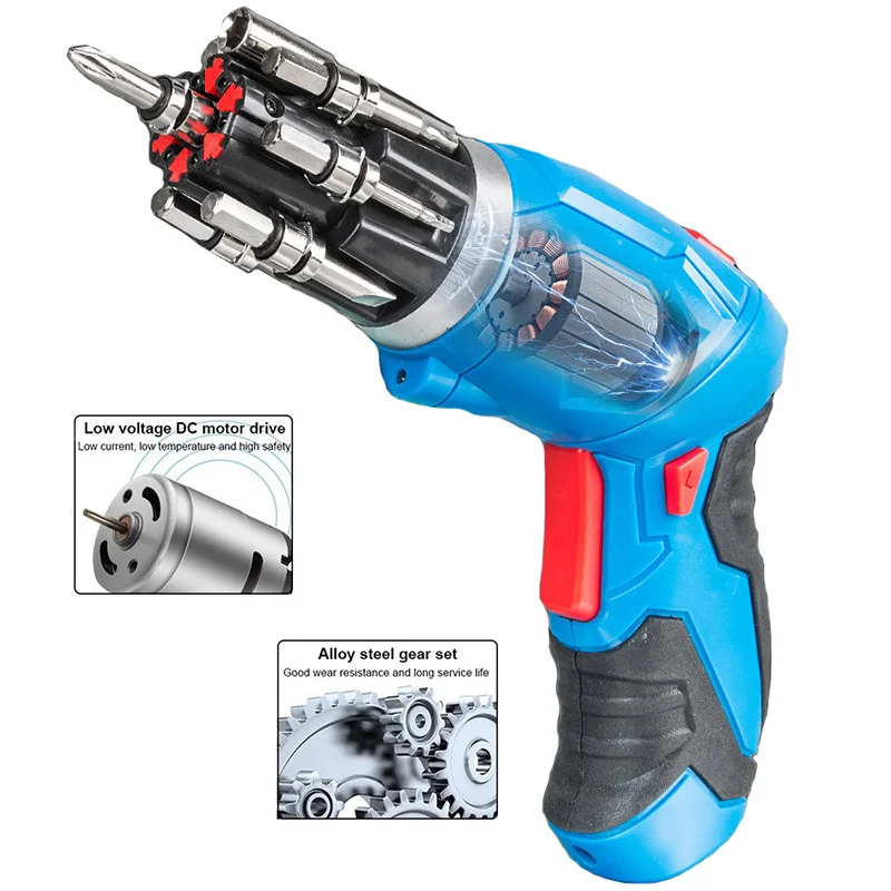 4V Cordless Electric Screwdriver 1300mah Lithium Battery Rechargeable Multi-function Mini Drill Power Tools LED WIth 45PCS Bits