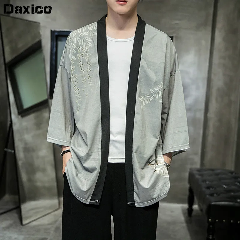 

M-5XL Japanese Kimono Cardigan Man Summer New Haori Samurai Kimonos Karate Streetwear Shirt Japones Mens Haori Yukata Tang Suit