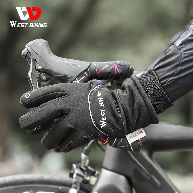 WEST BIKING Waterproof Bike Gloves Winter Warm Touch Screen Cycling Gloves 3M Thinsulate Thermal Sport Ski MTB Road Bike Gloves