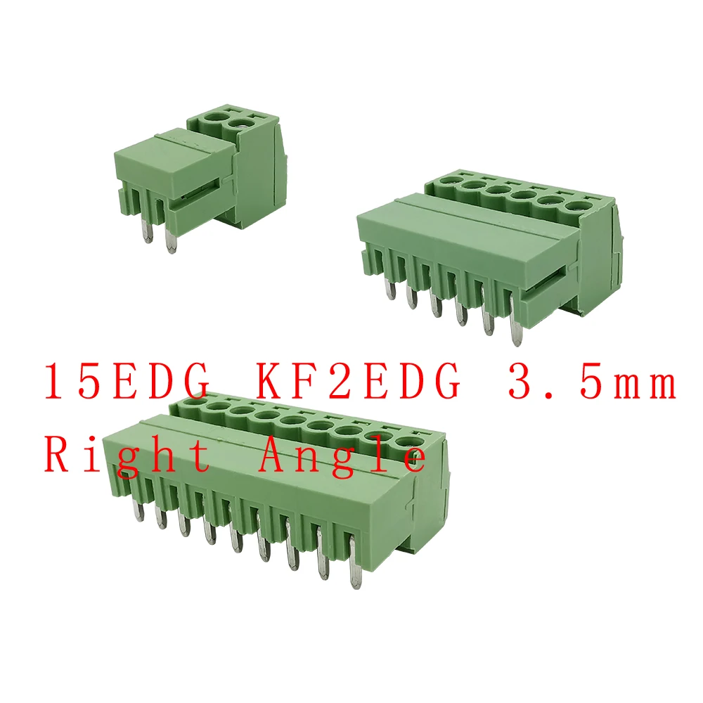 5Pair KF2EDG 15EDG 3.5mm 2-12 Pin Right Angle PCB Screw Terminal Blocks Connector Pitch 3.5 mm Header Socket