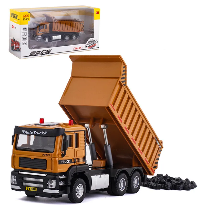 

High simulation alloy pull back dump truck model,1:50 dump truck toy,simulated sound and light,free shipping