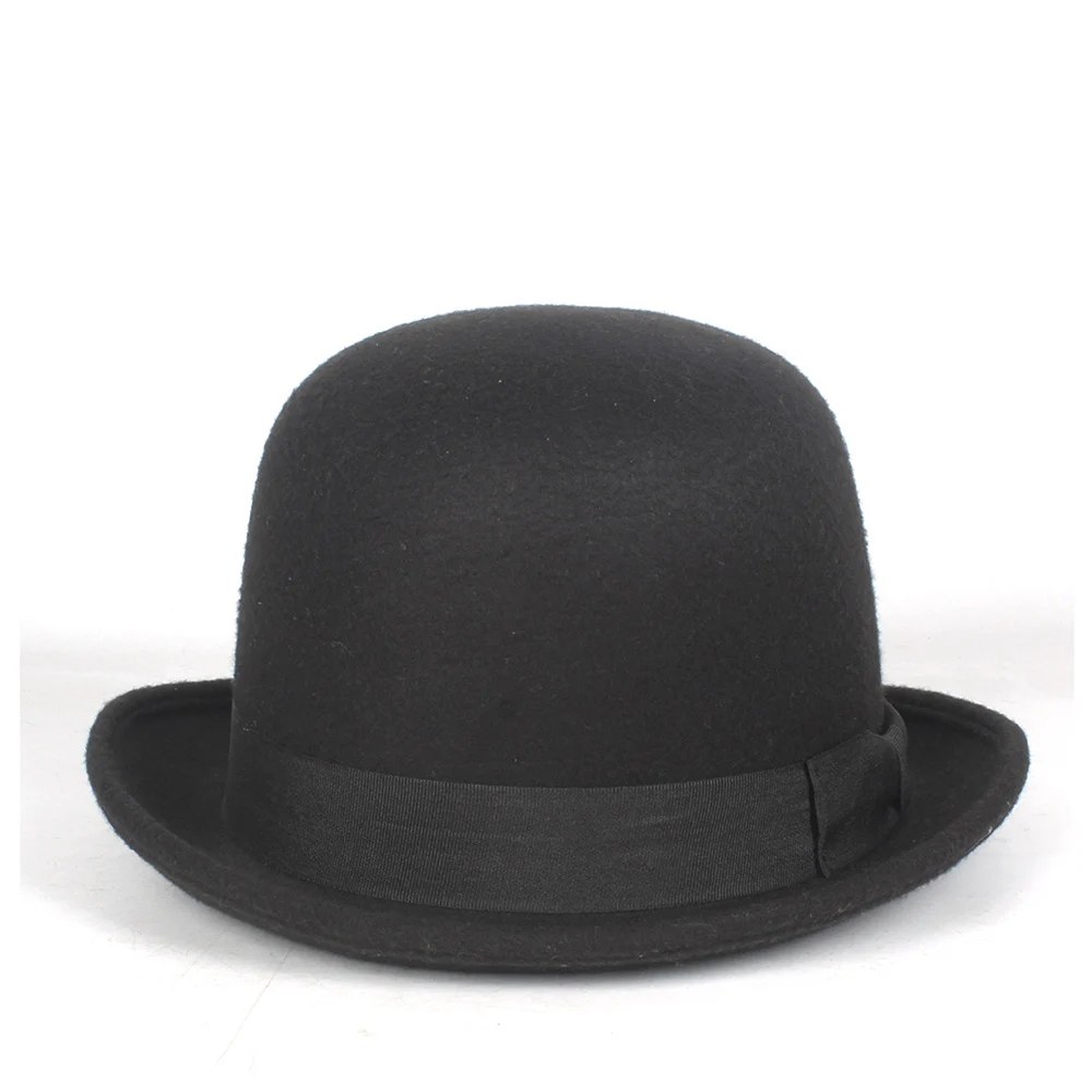 Women Men Black Wool Bowler Hat Topper Top Hats Fedora  Magician Billycock Groom Hat Size 57-58CM