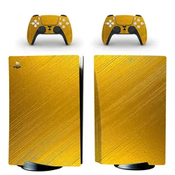Gold Color PS5 Standard Disc Skin Sticker Decal for Console and 2 Controllers PS5 Disk Skin Vinyl