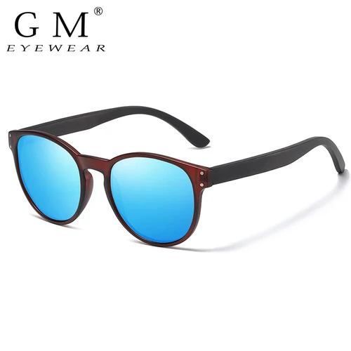 GM gafas de sol polarizadas hombres mujeres S5091 marca gafas de sol de madera mujeres marco redondo gafas de sol clásicas