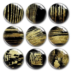 Hand draw Gold color Pattern glass cabochon,Black and yellow patterns Round photo glass cabochon demo flat back Making findings