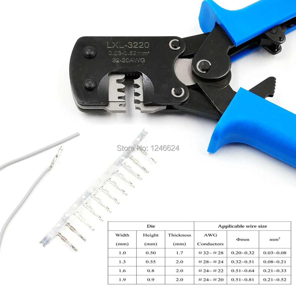 LXL-3220M JST Molex ขั้ว Crimping เครื่องมือ Micro Connector Pins 0.03-0.52mm2 32-20AWG
