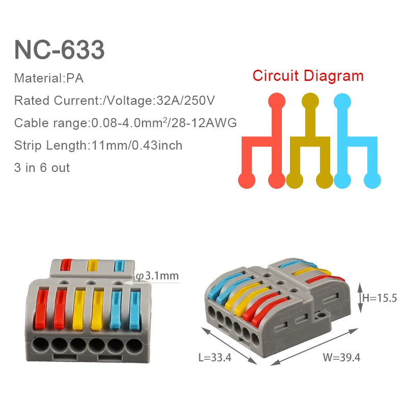 Wire Cable Connector Universal Compact Can be fixed Docking Conductor Spring Splicing Wiring Terminal Block For Home Led Light