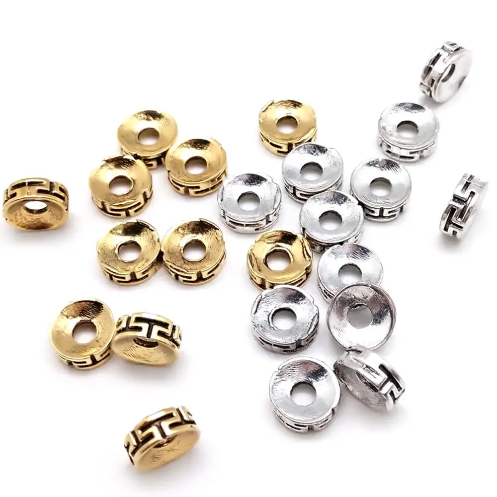 30pcs/lot Ancient Gold Silver Color Zinc Alloy Metal Spacer Beads for DIY Bracelet Necklace Jewelry Findings Making Accessories