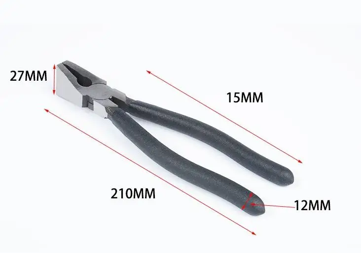 8inch 200mm black handle high quality steel Non-toothed/Toothed Glass breaking Trimming pliers professional tool NO.D0998