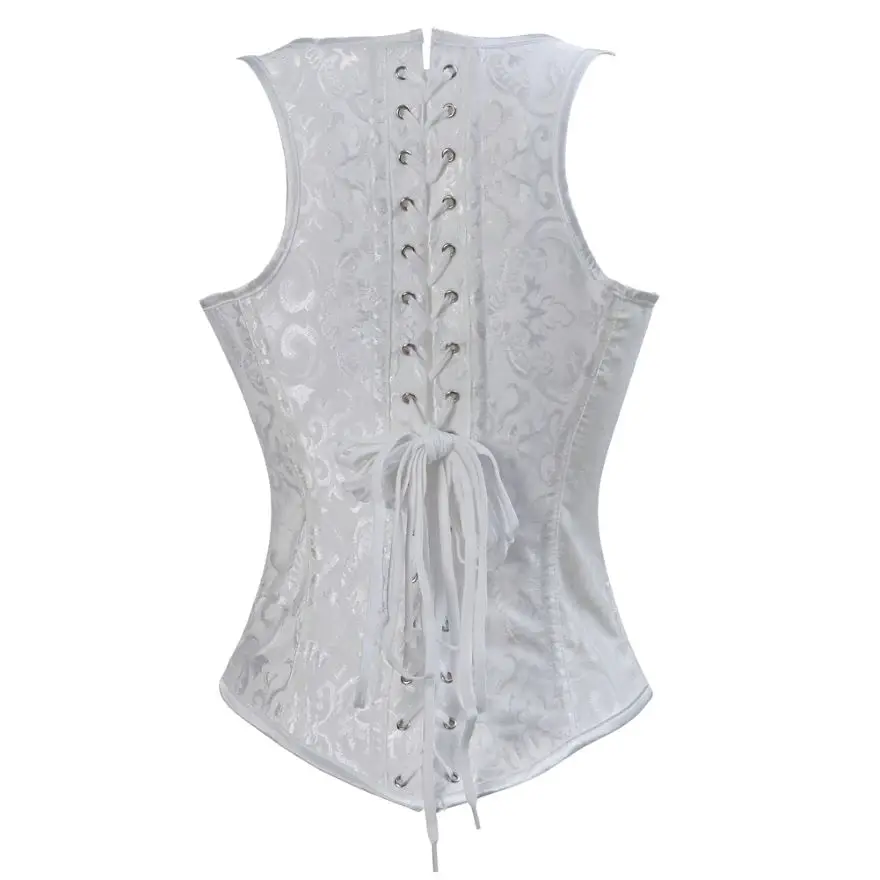 Women Gothic Sexy Jacquard Underbust Corset Vest Slimming Waist Training Brocade Straps Corsets Bustiers Top Plus Size S-6XL