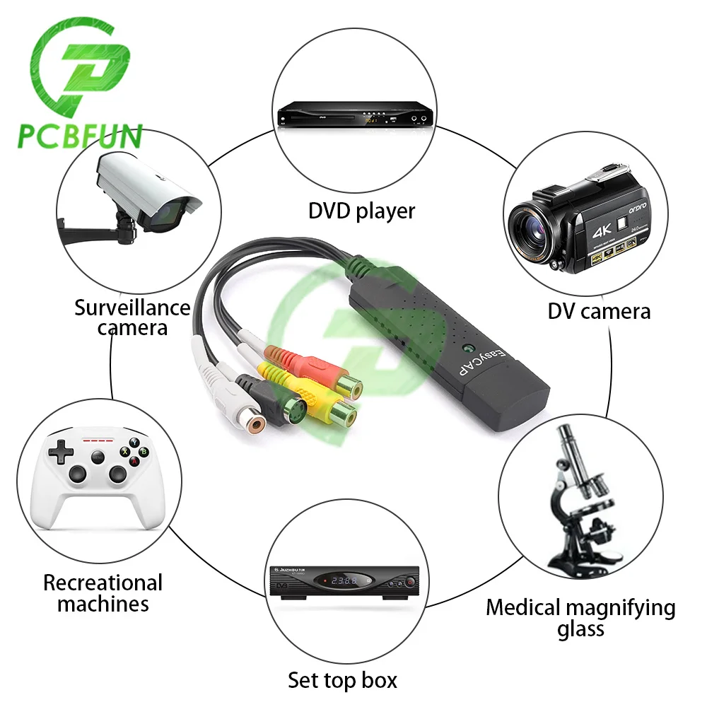 USB 2.0 Easycap Capture 1 Channel Video TV DVD VHS Audio PC Capture Adapter Card TV Video DVR Converter