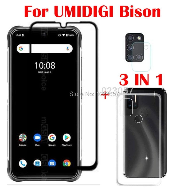 For UMIDIGI BISON Silicone Case For UMIDIGI BISON Pro NFC 6.3 Tempered Glass Camera Screen Protector