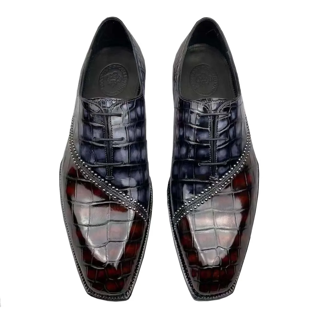 chue new arrival male dress shoes men formal shoes men crocodile shoes men crocodile belly shoes jion together color Edges