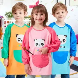 Children Painting Apron Cooking Apron Craft Coat with Big Pockets-Kids Art Smock Children Art Painting Aprons with Long Sleeve