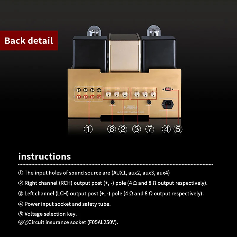 YAQIN MS-650B 일체형 진공관 증폭기, SRPP 회로, 845x2 싱글 엔드, 클래스 A 전력 증폭기, 2x15W, 110V, 220V