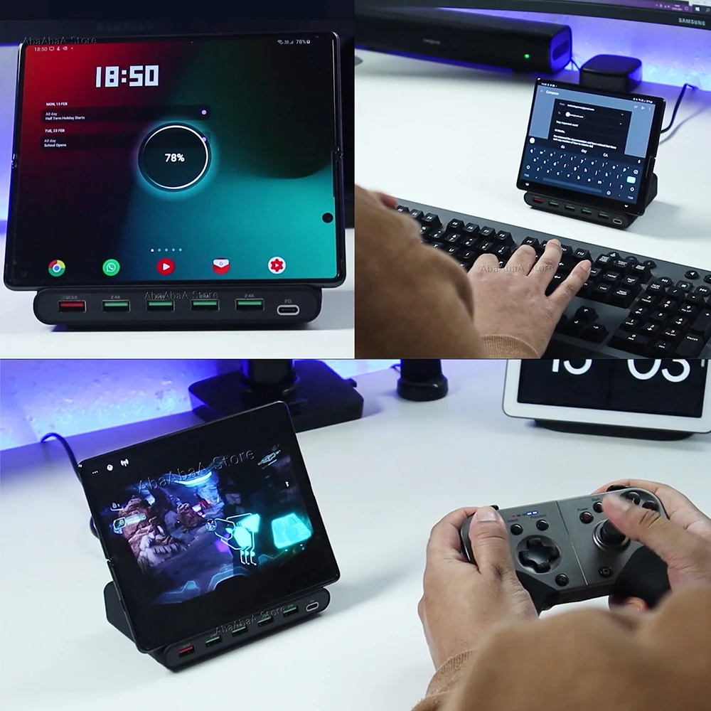 For Samsung Galaxy Z Fold 4 3 Fold2 S21 Ultra S20 Note 20 10 Plus Wireless Charger Holder Desk Stand For iPhone 12 Fast Charing image 2