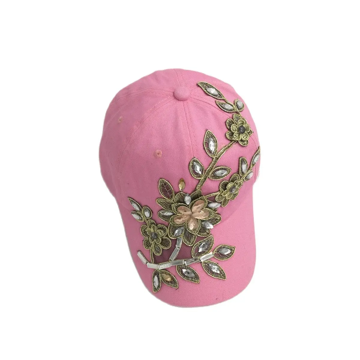 Women DIY  Customize  FLOWER Rhinestone Bling Denim  Baseball Cap Snapback Hat