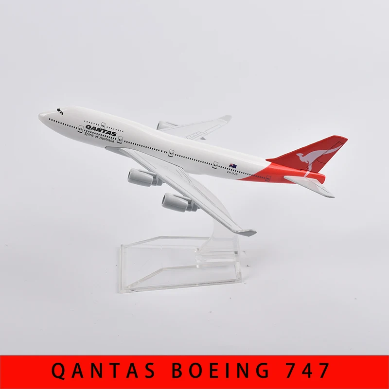 JASON TUTU 16cm Qantas Boeing 747 Plane Model Aircraft Diecast Metal 1/400 Scale Airplane Model Gift Collection