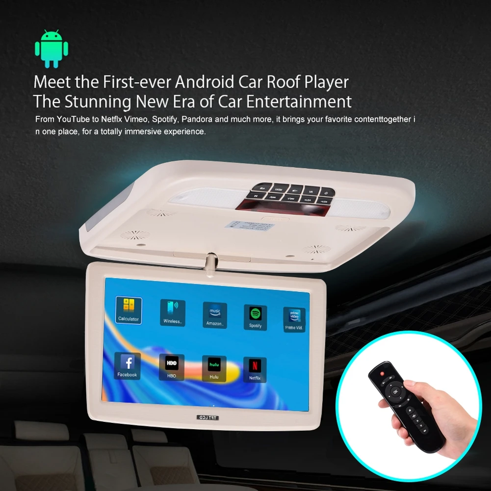 11.6 Inch Car Overhead Flip Down Roof Monitor Android 9.0 Video Player 2GB + 16GB TV WIFI USB SD HDMI BT Miracast Screen Dispaly