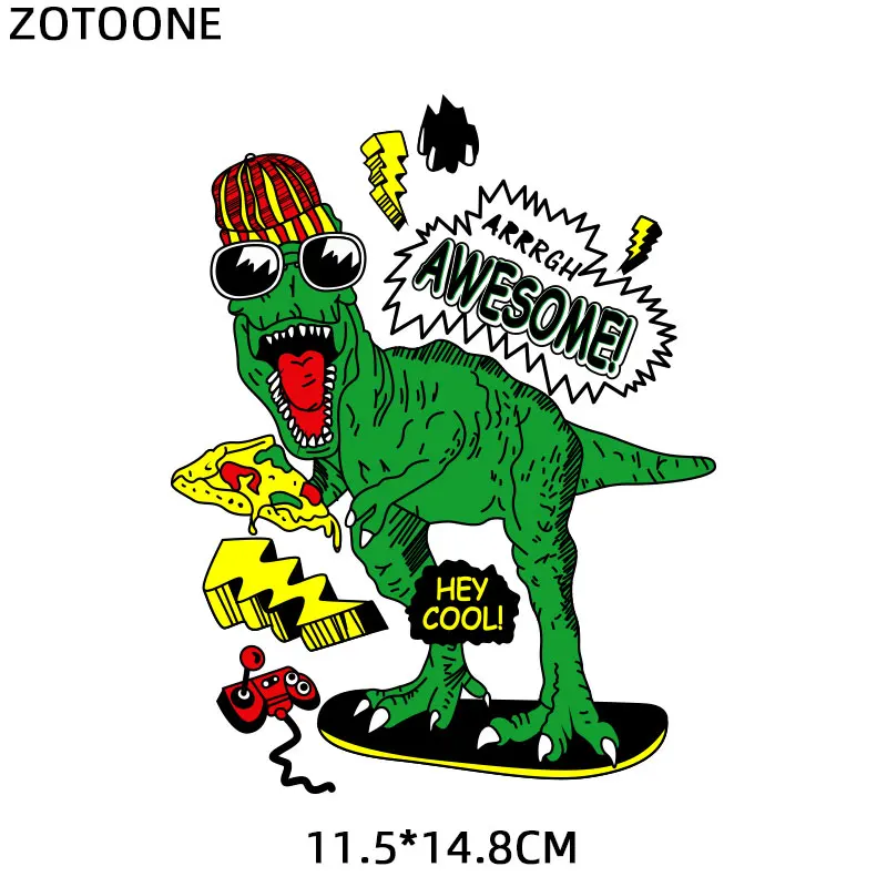 ZOTOONE Cartoon Dinosaur Letter Patch for Kids Iron on Heat Transfers for Clothing Applications DIY T-shirt Appliques Stickers E