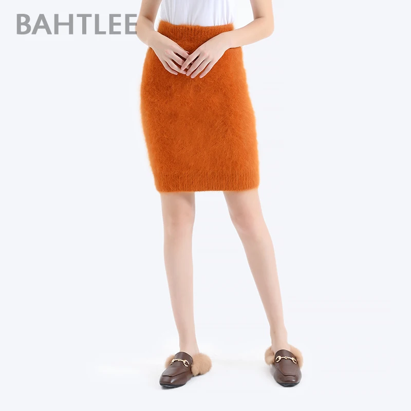 BAHTLEE-Women\'s Wool Knitted Jumper Suit, Straight Skirt, Knee-Length Empire, Monochromatic, Basic Style, Autumn, Winter