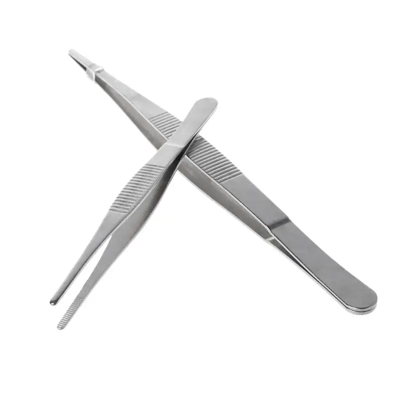 Pinzette dentate Barbecue pinze per alimenti lunghi in acciaio inossidabile dritto casa pinzette mediche giardino cucina BBQ strumento 5 dimensioni