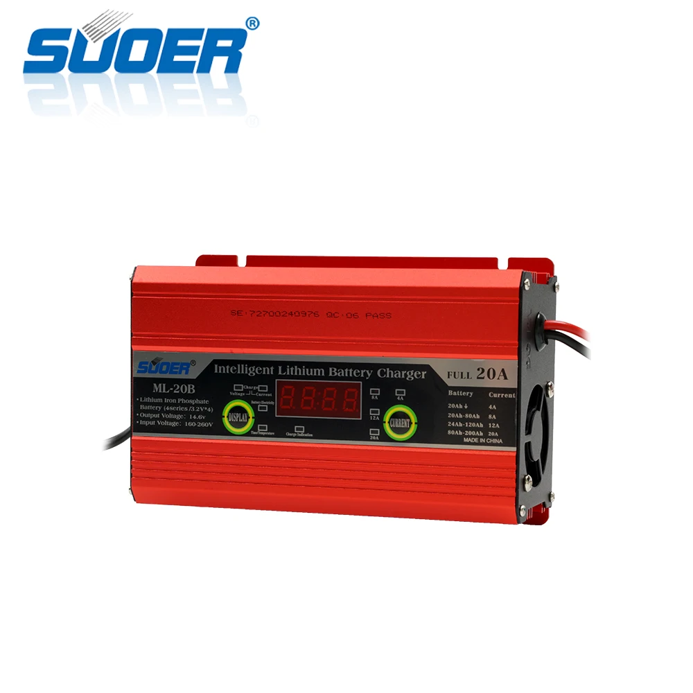 Suoer【 Battery charger 】 AC 220V 20A digital display intelligent lithium battery charger (ML-20B )