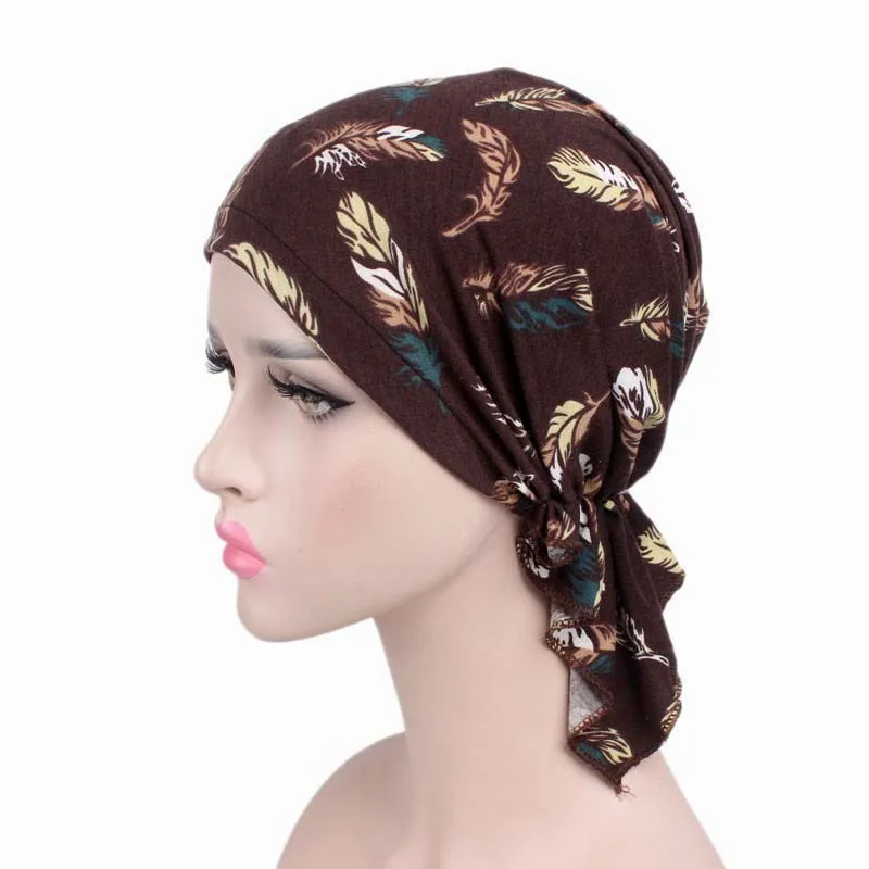 New high quality Women Stretchy Turban Cotton Beanie Pre Tied Scarf Head Scarf Chemo Hat Cancer Scarves Lady Hair accessories