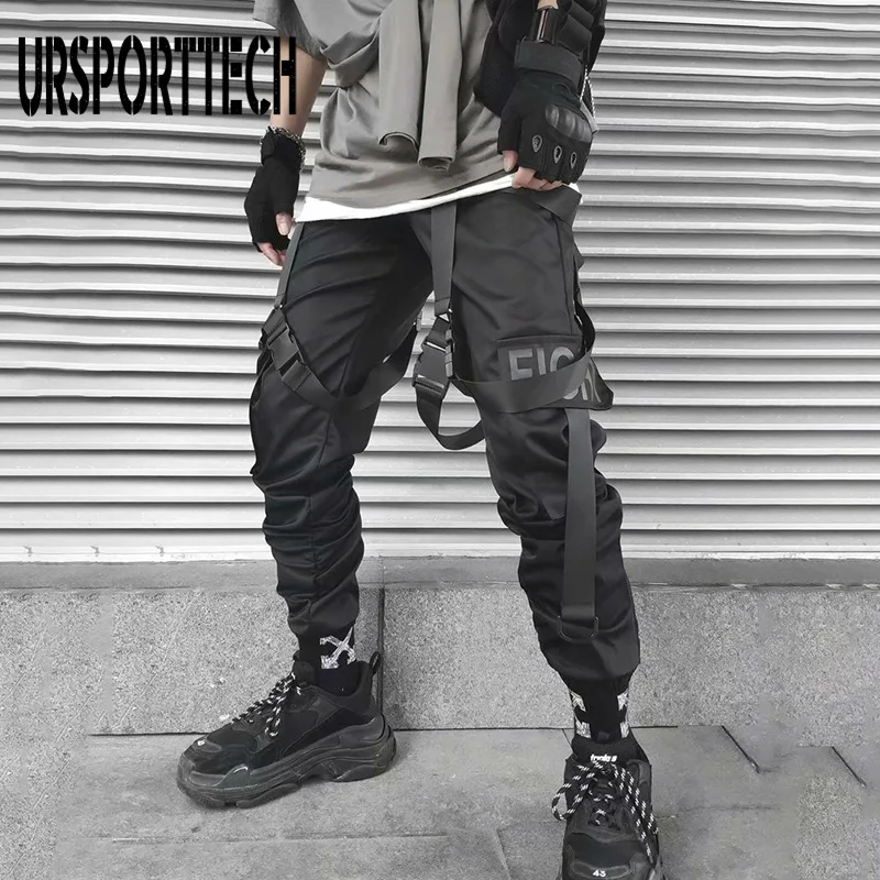 URSPORTTECH Hip Hop Ruy Băng Hàng Quần Áo Quần Jogger Quần Dạo Phố Nam Mùa Hè 2020 Thời Trang Quần Thun Nam XXXL