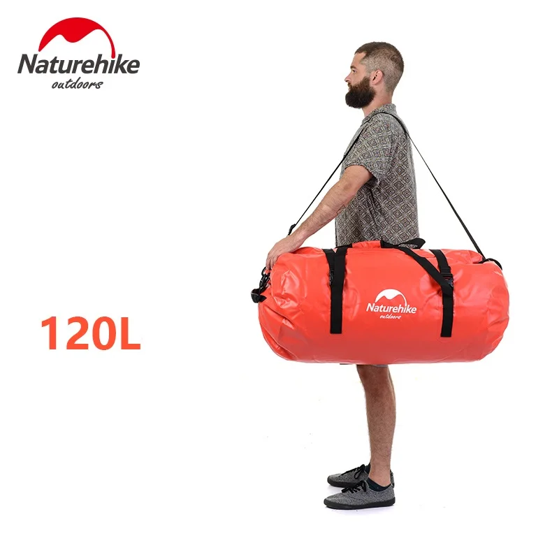 Naturehike Waterproof Bag 40/60/90/120L Large Capacity 500D PVC Net Clamping Cloth River Trekking Bag Beach Swimming Hiking