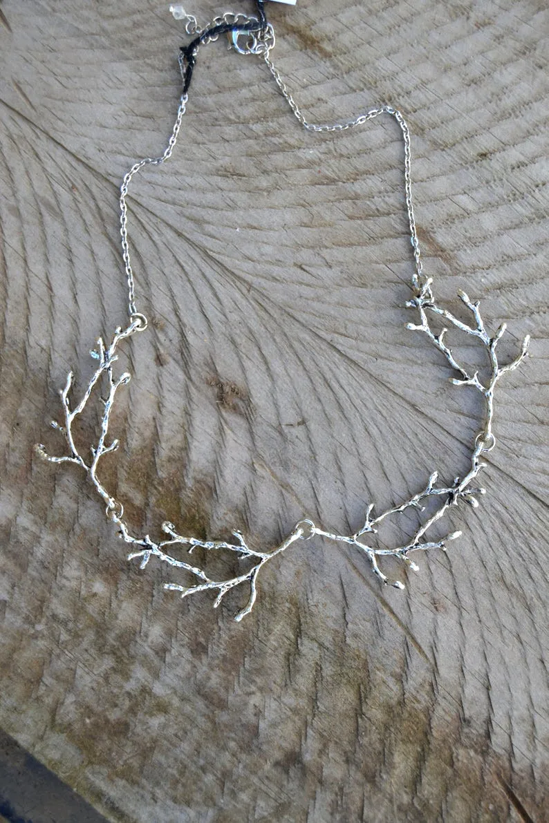 Collier de Branches de Bois de Sorcière pour Femme, Bijoux de Forêt, Plaqué Argent, Gothique, Cadeau Magique de Mariage, à la Mode