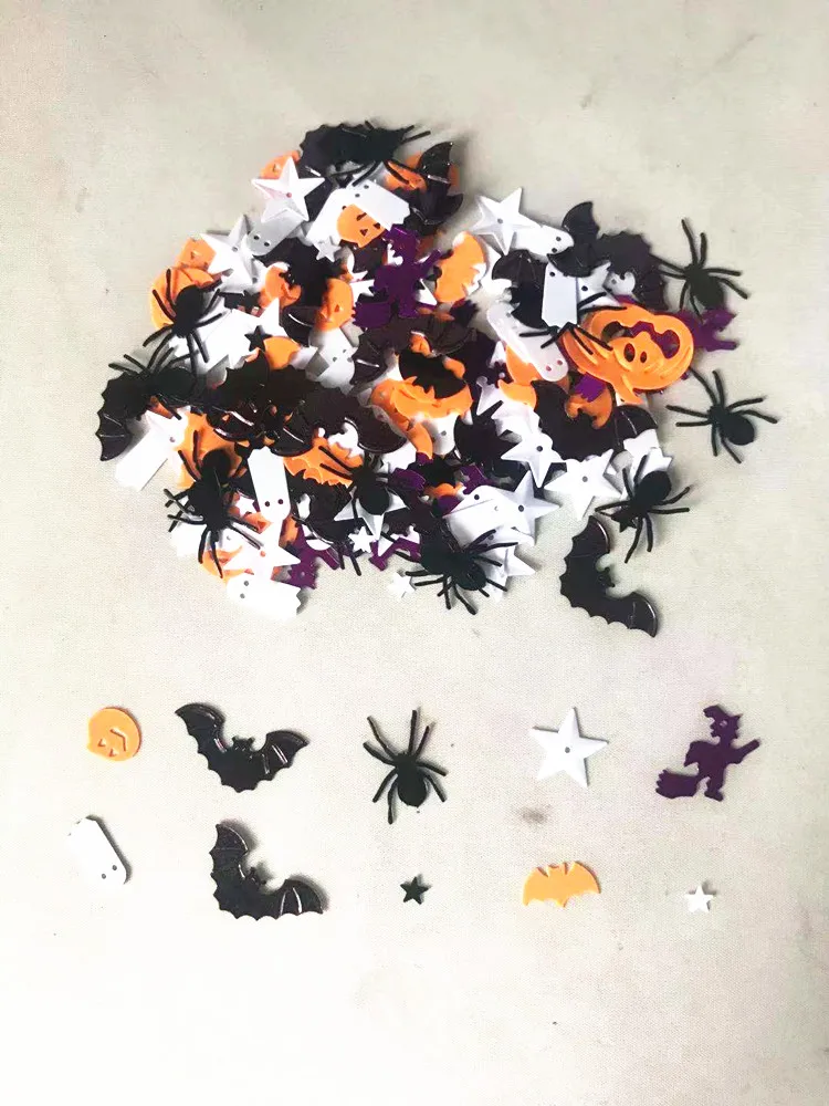 10g/Pack Mixed Spiders Pumpkin Bat Witch Ghos Sequins Halloween Party Halloween DIY Craft Gift Costume Lentejuelas Accessories