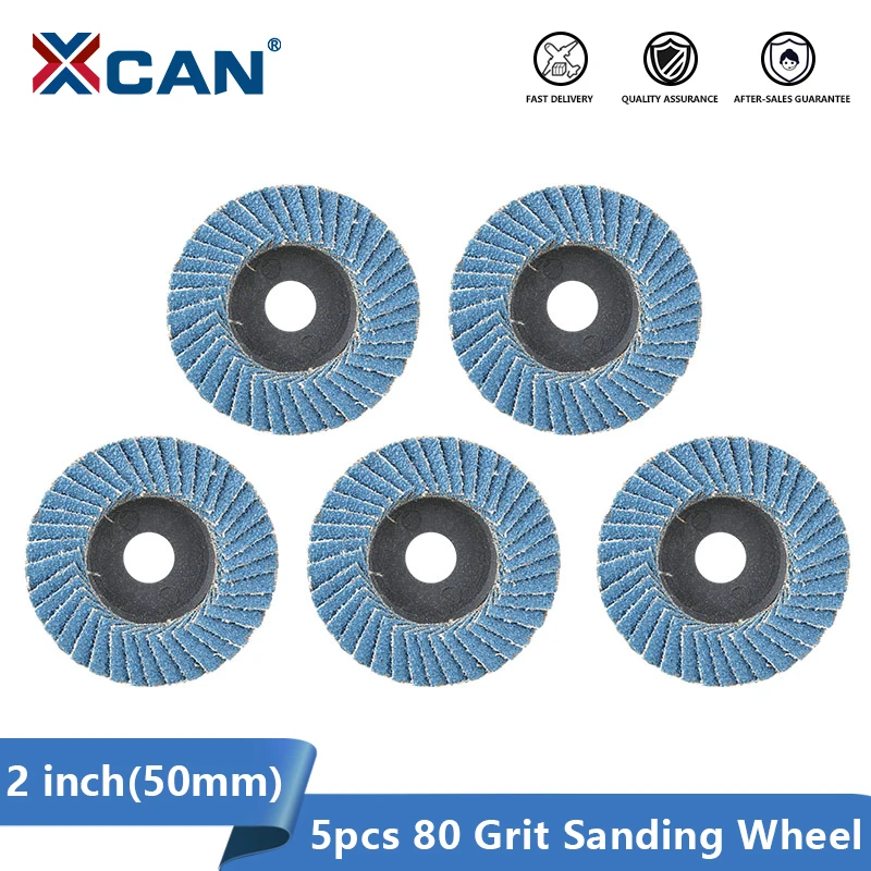 XCAN Sanding Wheel 5pcs 2inch 50mm Flap Polishing Disc Grinding Wheel Blade for Angle Grinder 80 Grit Abrasive Tool Sanding Disc