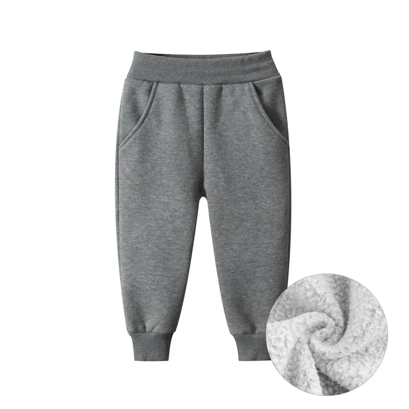 2024 Children Trousers for Boys Autumn Winter Fleece Thickening Solid Blue Black Grey Sport Casual Long Pants for 1-9 Years - Image 5