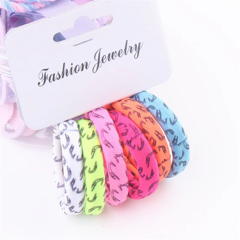 6Pcs/Set High Elasticity Printed Scrunchie Women Girls Children Elastic Hair Rubber Bands Accessories Tie Hair Rope Ring Holder