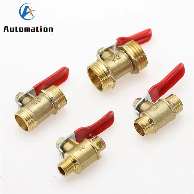 Mini válvula pneumática de 1/4 "3/8" 1/2 "bsp, rosca macho, válvula de esfera, conector de bronze, adaptador de acoplador de cobre, água, ar,