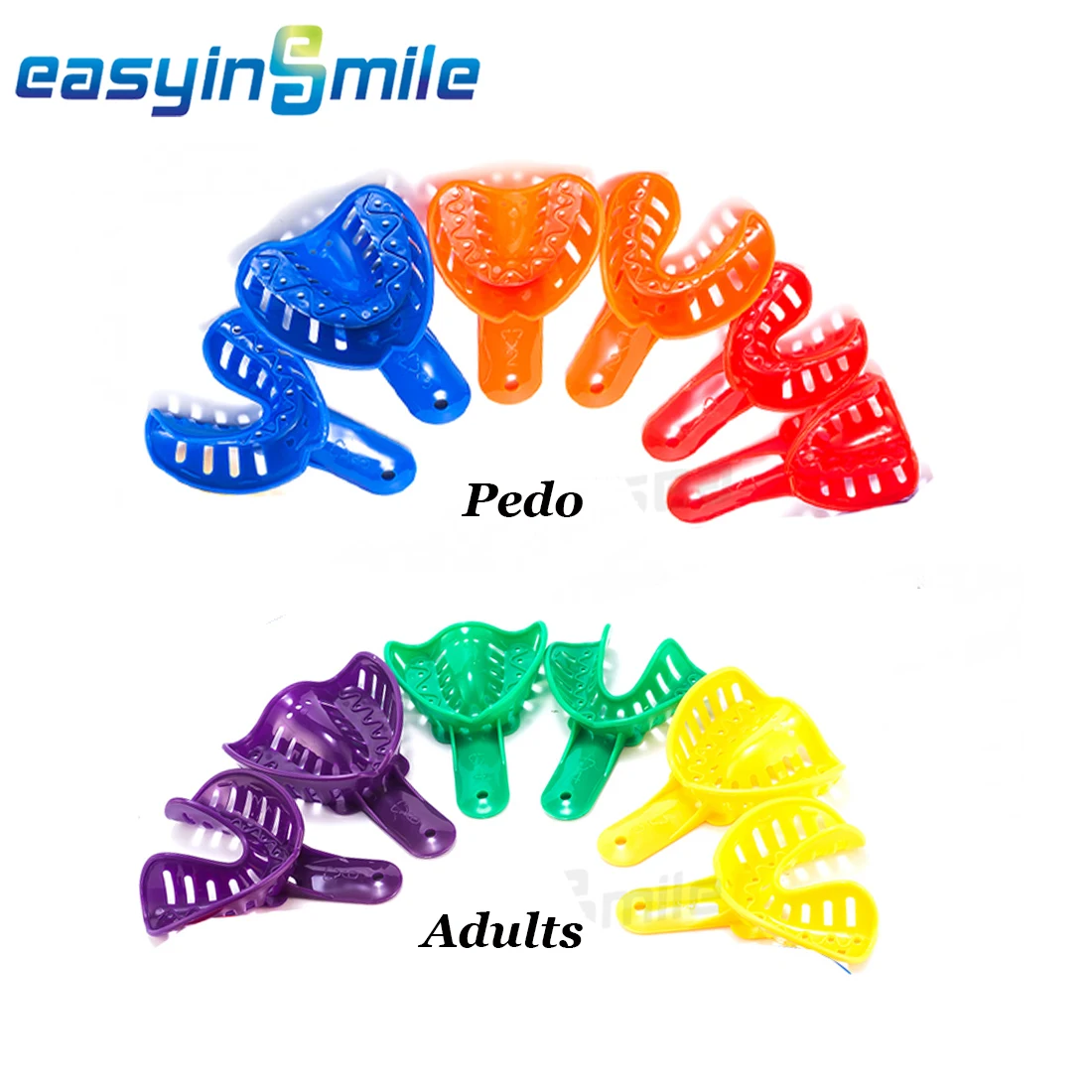 6 PCS/bag  Dental Impression Tray EASYINSMILE Disposable Plastic for Adult or Child Size L/M/S Upper and Lower