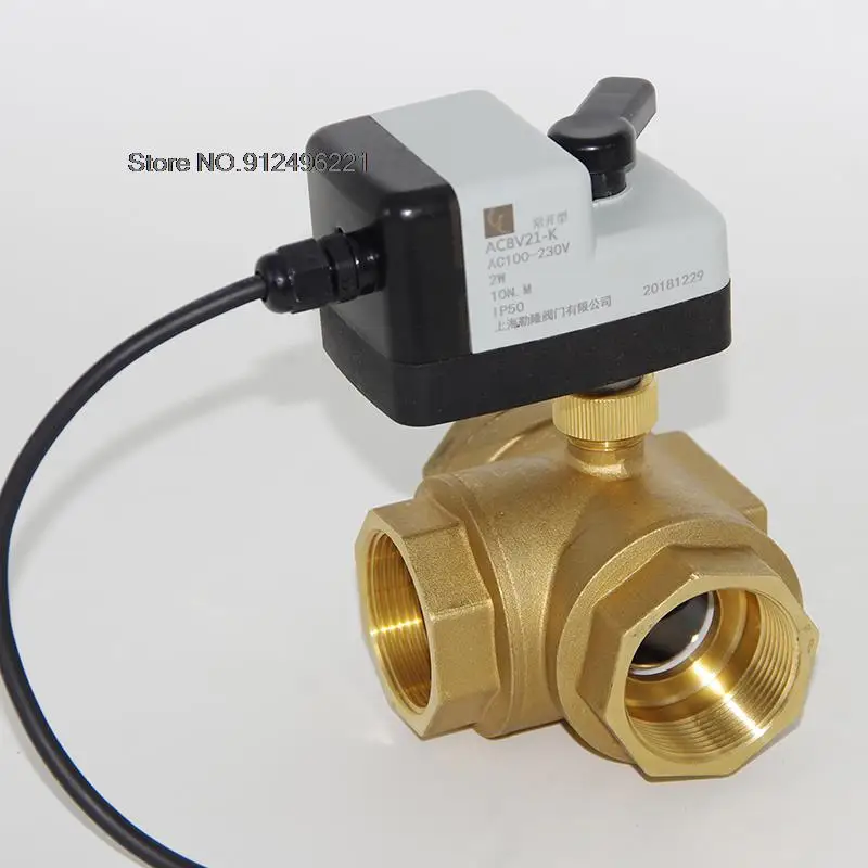 AC220V DC24V normally open valve normally closed Electric ball valve switch solenoid valve two wire electric 3 way ball valve