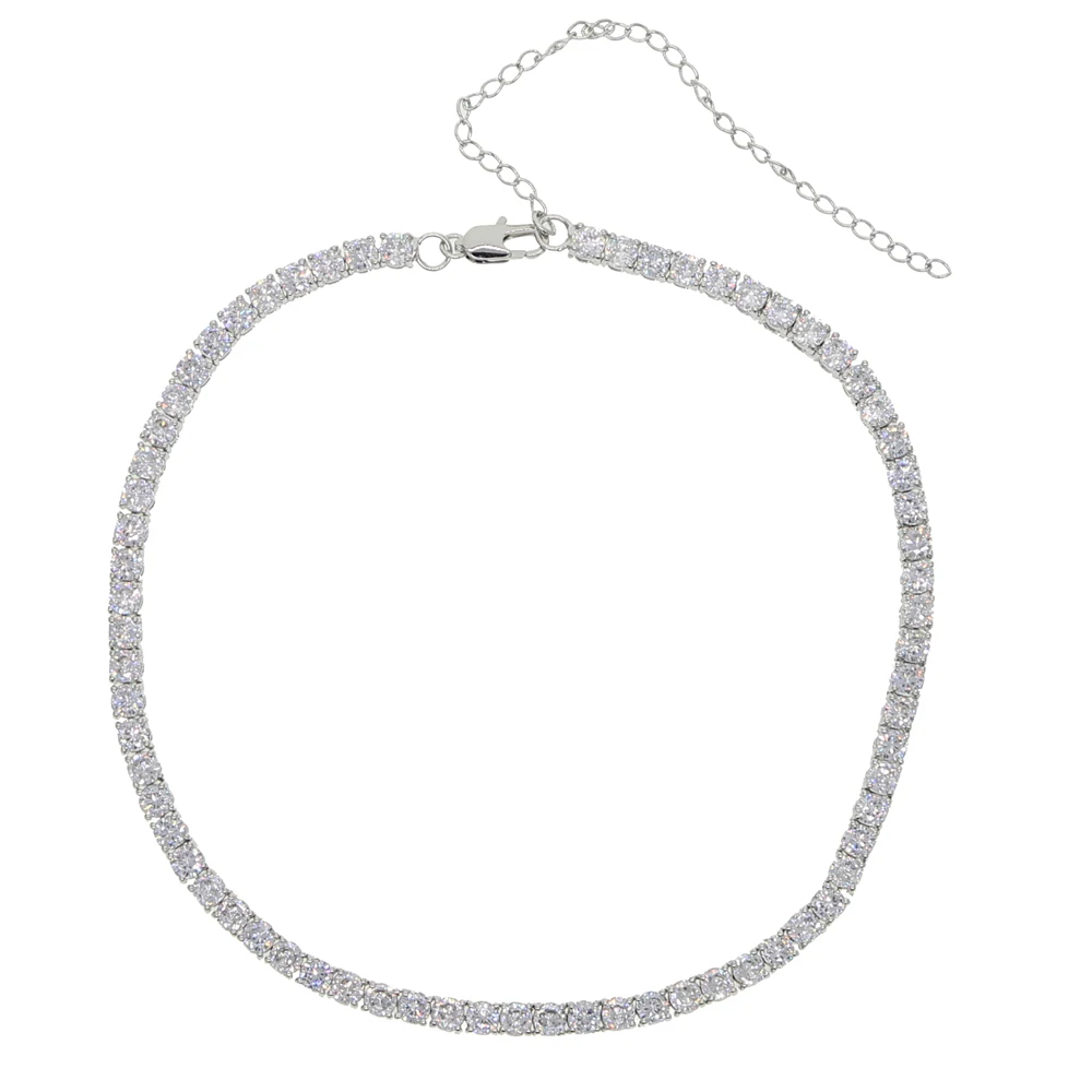 4MM CZ Tennis Chain Necklace For Lady Luxury Bling Cubic Zirconia Full Paved 1 Row Wedding Sexy Chokers Iced Out Women Jewelry