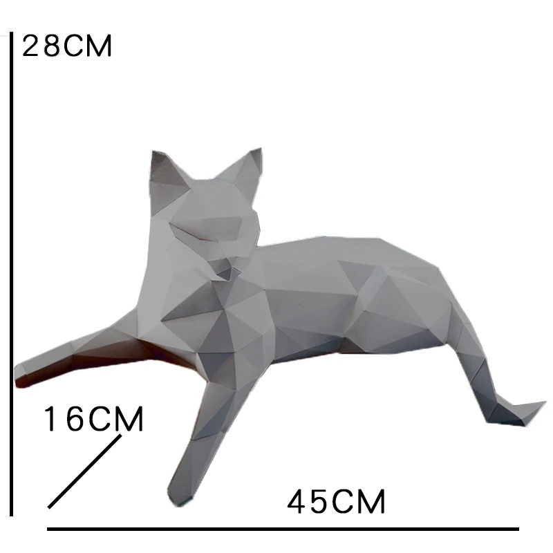 Biały kot dekoracje z wzorami zwierząt domu Origami papier dekoracyjny Model,Low Poly 3D Papercraft sztuki, Handmade DIY nastolatków dorosłych Craft RTY209