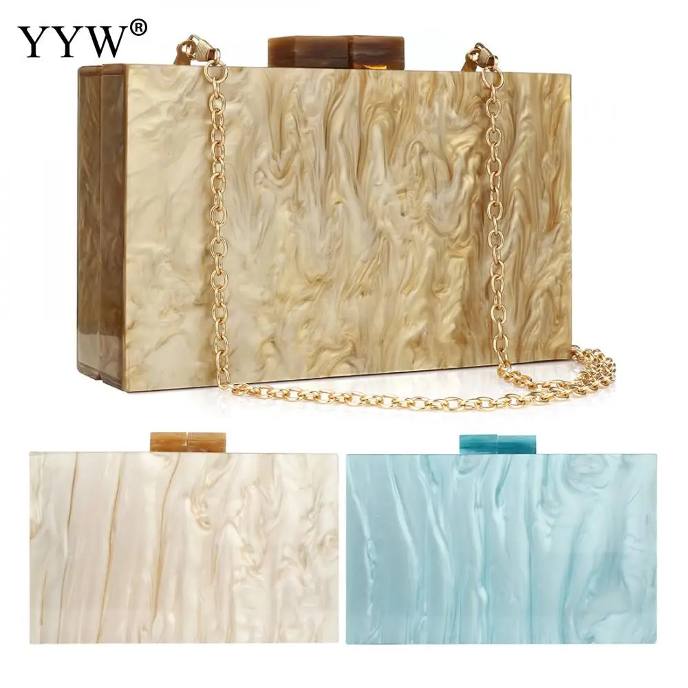 Acrylic Women\'S Bag With Chain Shoulder Purse Female Box Handbag 2020 Fashion Luxury Designer Bag Champagne Evening Clutch Bag