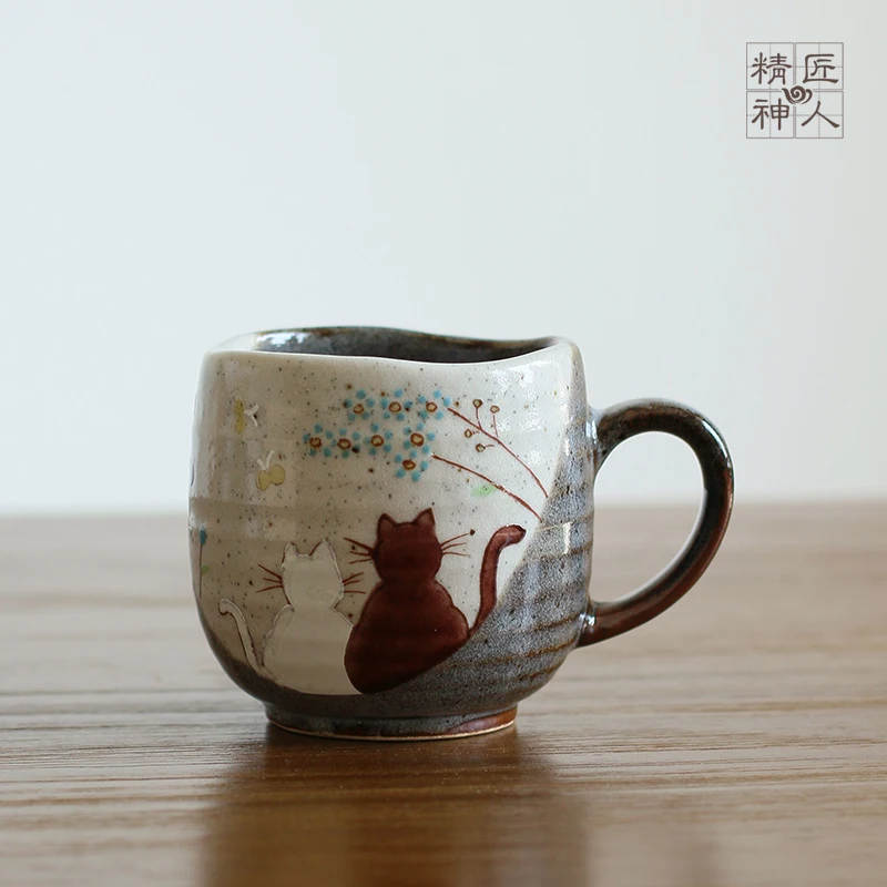 

Japanese Porcelain Mugs Ceramic Cute Small Individuality Home Kids Breakfast Cat Mug Funny Tazas Kitchen Bar Supplies ED50MK