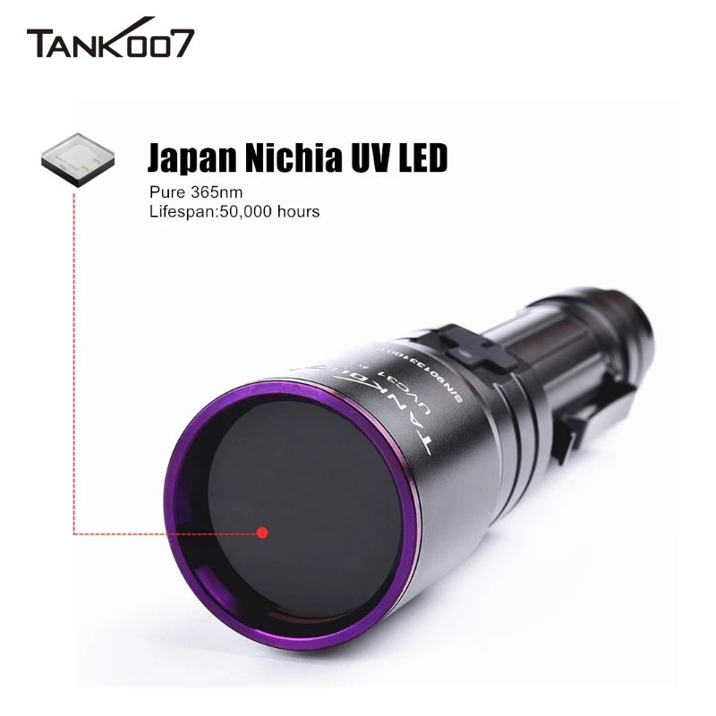 TANK007 Military Police Industrial High Power NDT UV LED Flashlight 365nm Blacklight Type C USB Rechargeable Curing Lamp Torch