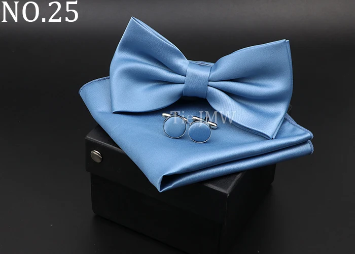 Herren Klassische Helle Farbe Bowtie Set Grün Rosa Blau Rot Fliege Manschettenknöpfe Hochzeit Krawatten Taschentuch Party Geschenk Krawatte Hemd zubehör – Detail 25