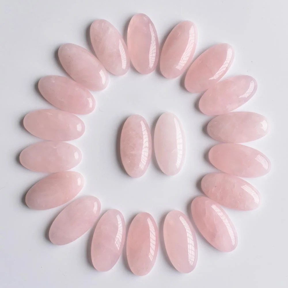 Großhandel mit hochwertigen natürlichen rosa Quarzsteinen, ovalen Cabochon-Perlen für die Schmuckherstellung, kostenloser Versand. – Detail 4