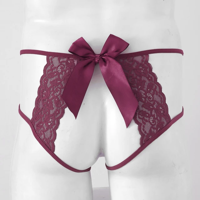 パンティークロッチ 男性用のセクシーな透明レースパンティー,クロッチレスパンティー,ペニス穴の開いたパンティー,エキゾチックなランジェリー - AliExpress